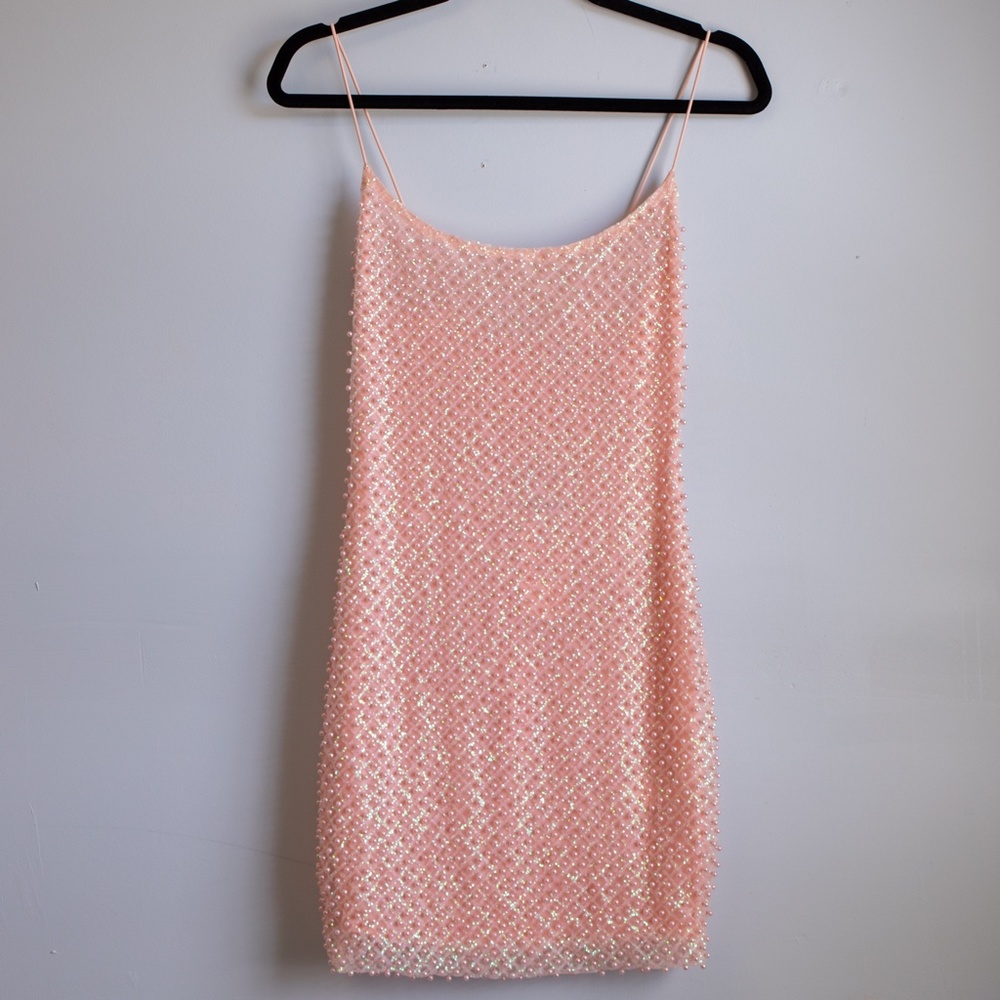 Oh Polly pink embellished mini dress-4